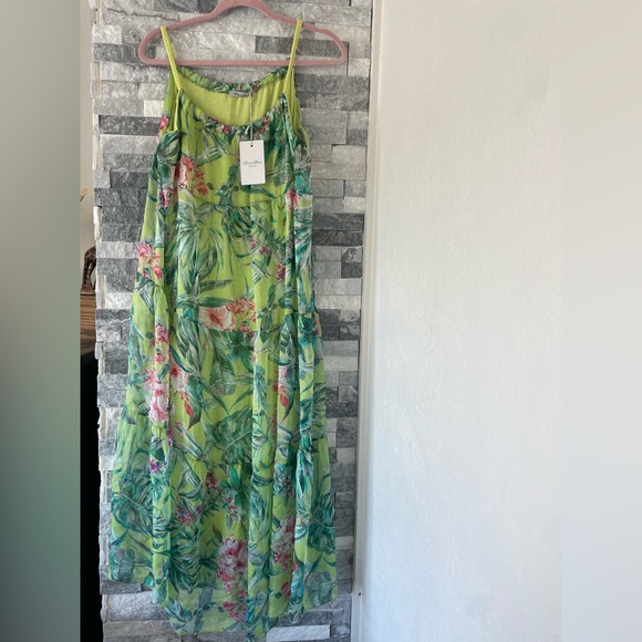 Elena Baldi Dresses & Skirts - Women’s ELENA BALDI ITALY NWT Silk Blend Floral Midi Dress-Green-Size XL